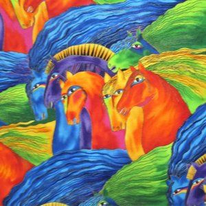 Vintage Laural Burch Fabric THREE yards Mytical Horses by Cloithworks